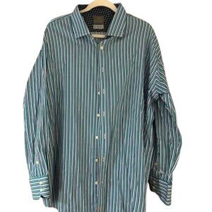 Thomas Dean Men's Striped Dress Shirt 3XB